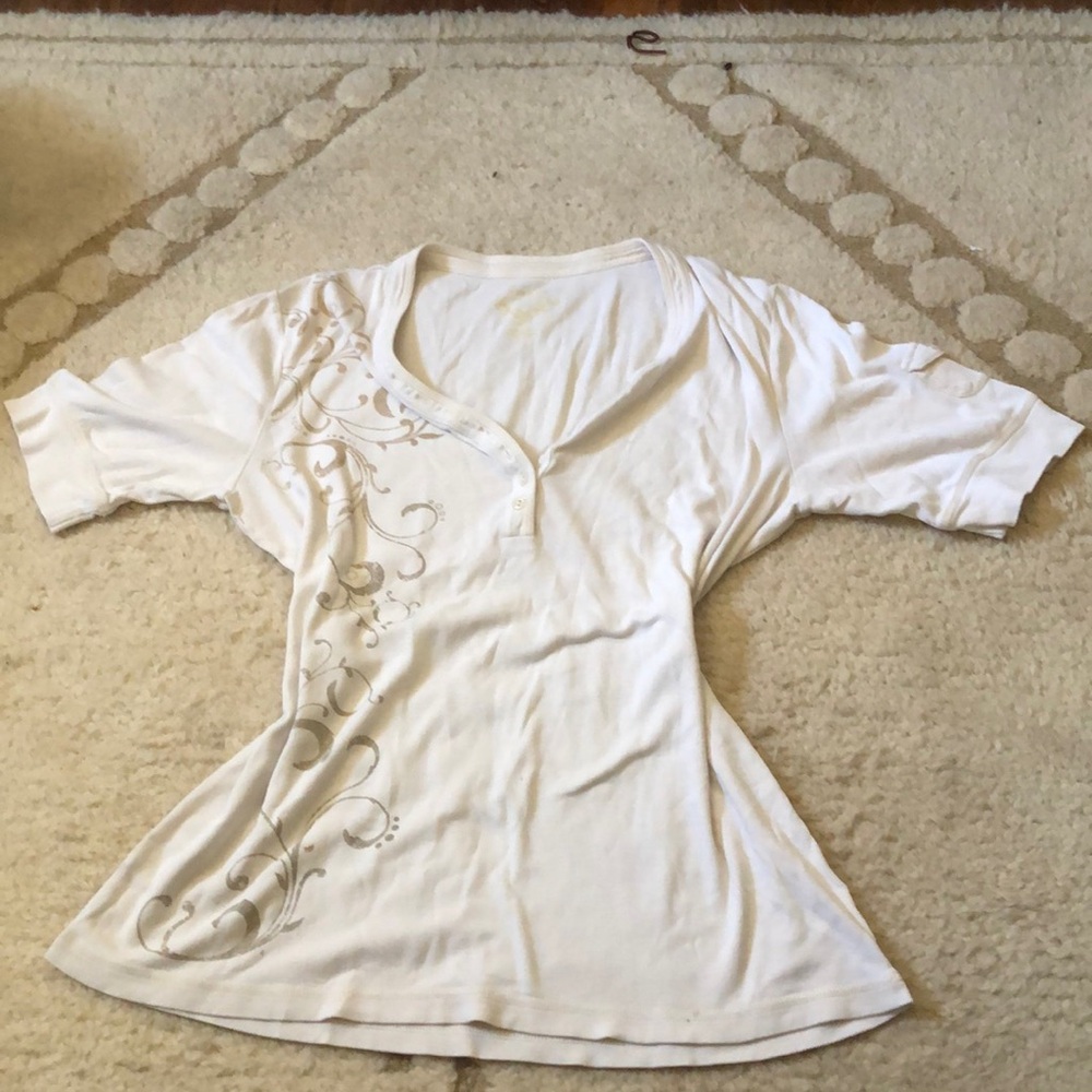 White y2k button up shirt with pocket